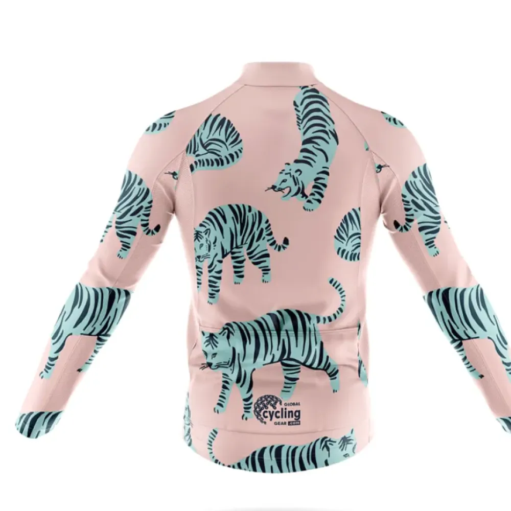 Blue Tiger Cycling Jersey Unique Design Pink/Teal/Grey