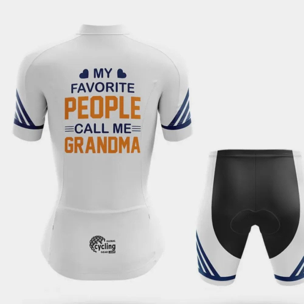 Grandma Cycling Kit Favorite People White/Blue/Grey