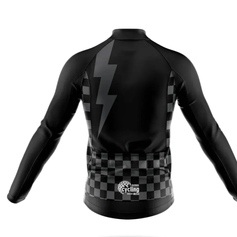 Black Lightning Cycling Jersey Lightning Bolt Black/Transparent/Grey