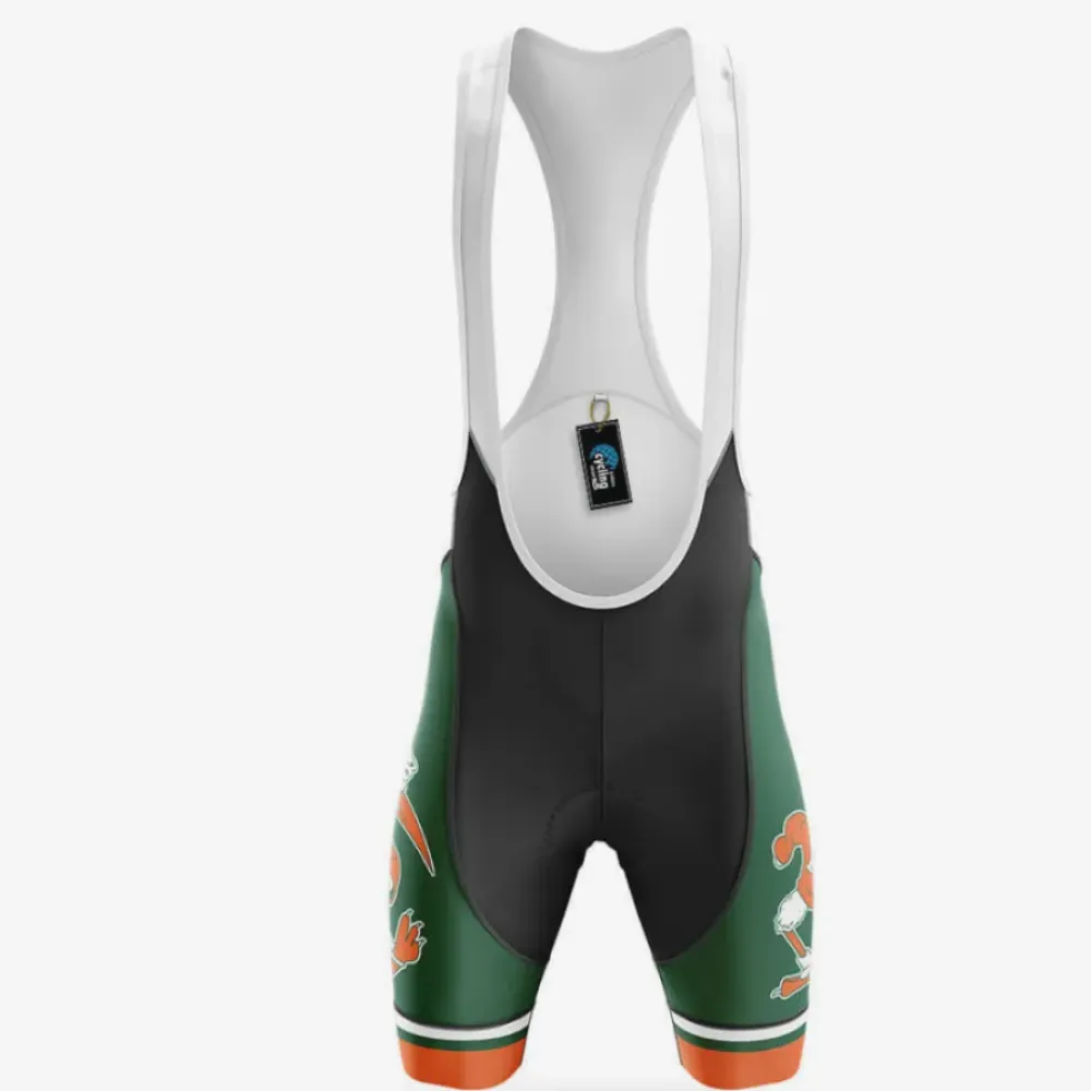Miami Canes Cycling Bibs Comfortable Green/Orange/Black
