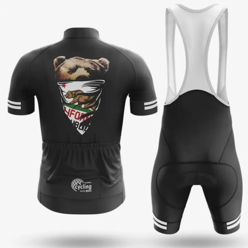 California Flag Cycling Bibs Breathable Black/White/Grey