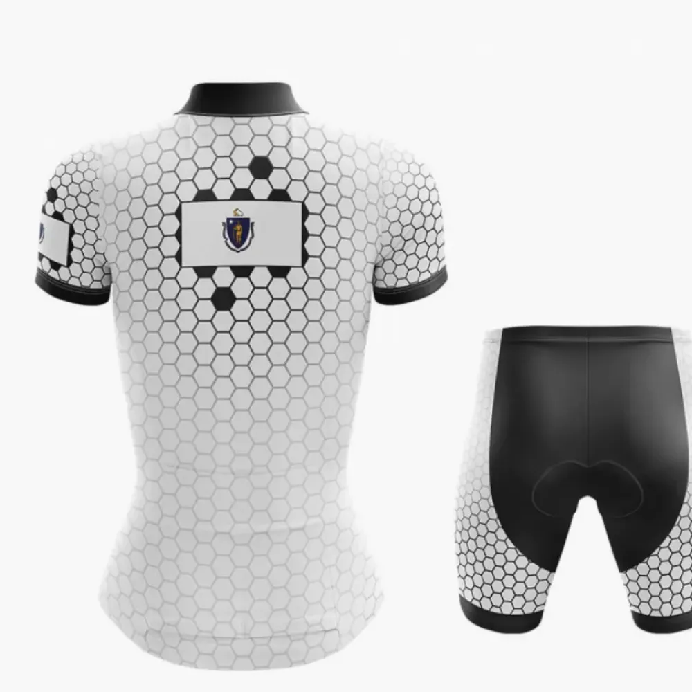 Massachusetts V7 Cycling Jersey White/Black/Grey