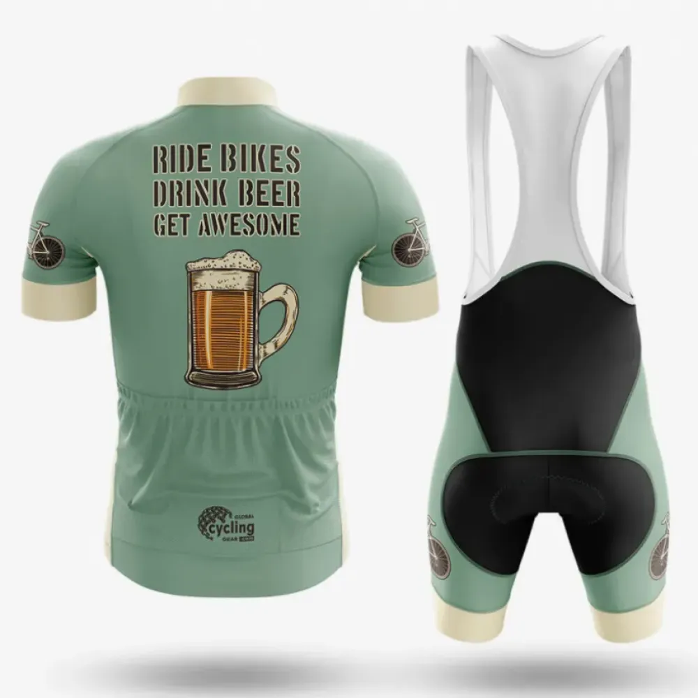 Cycling Kit Ride Bikes Drink Beer Mint/Black/Gold