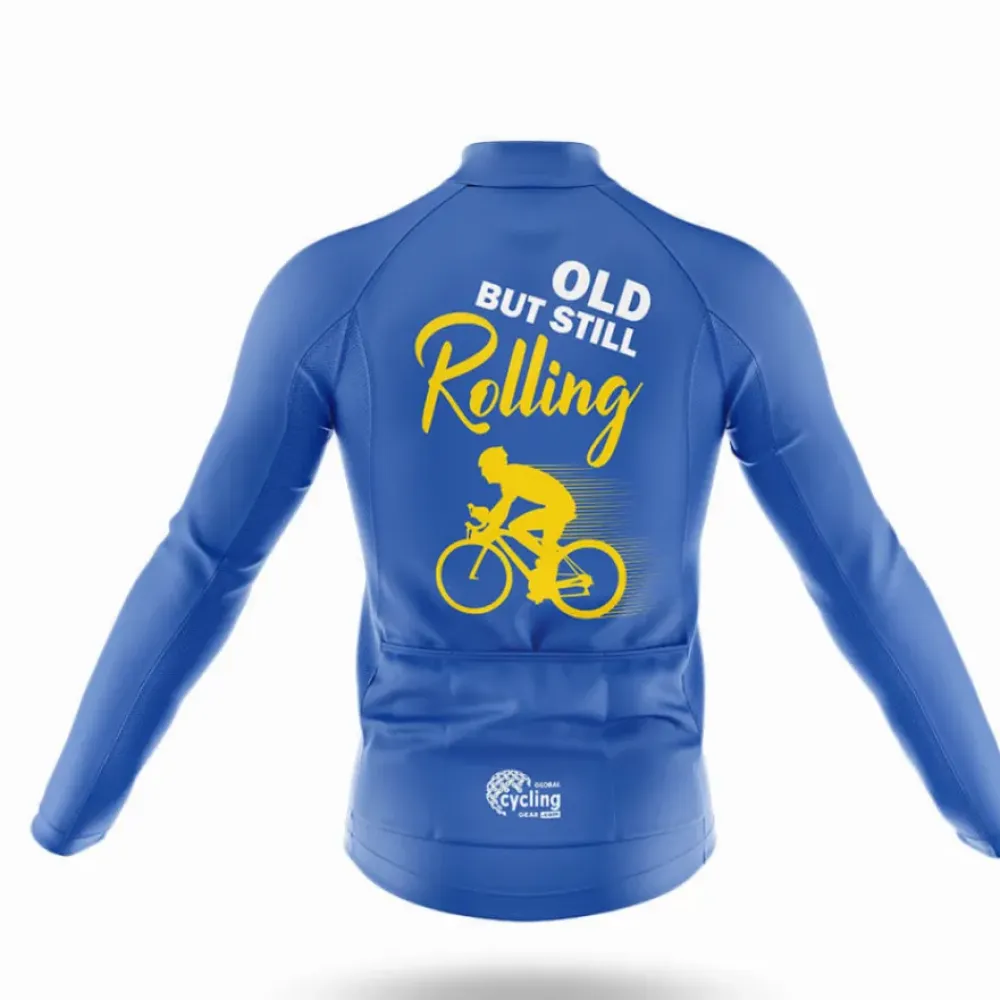 Old But Still Rolling Long Sleeve Cycling Jersey Blue/Yellow/White
