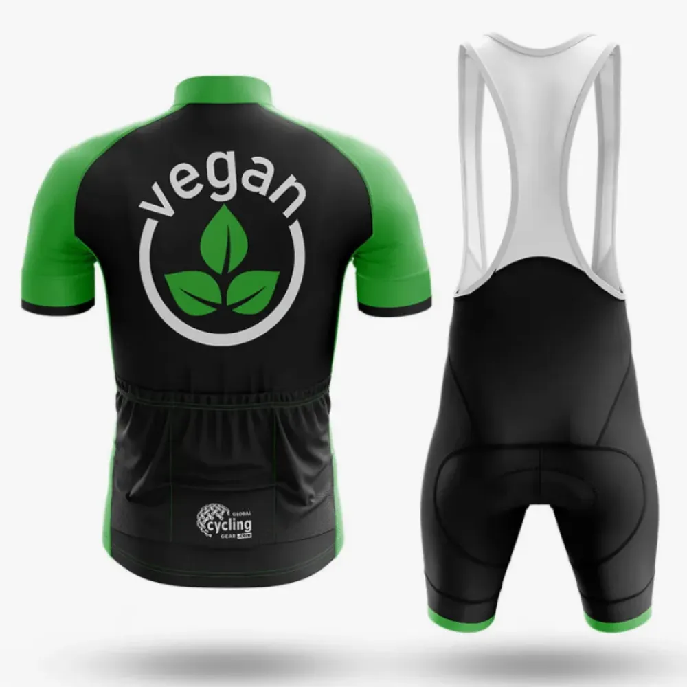 Vegan Sign Long Sleeve Cycling Jersey Black/Green/White