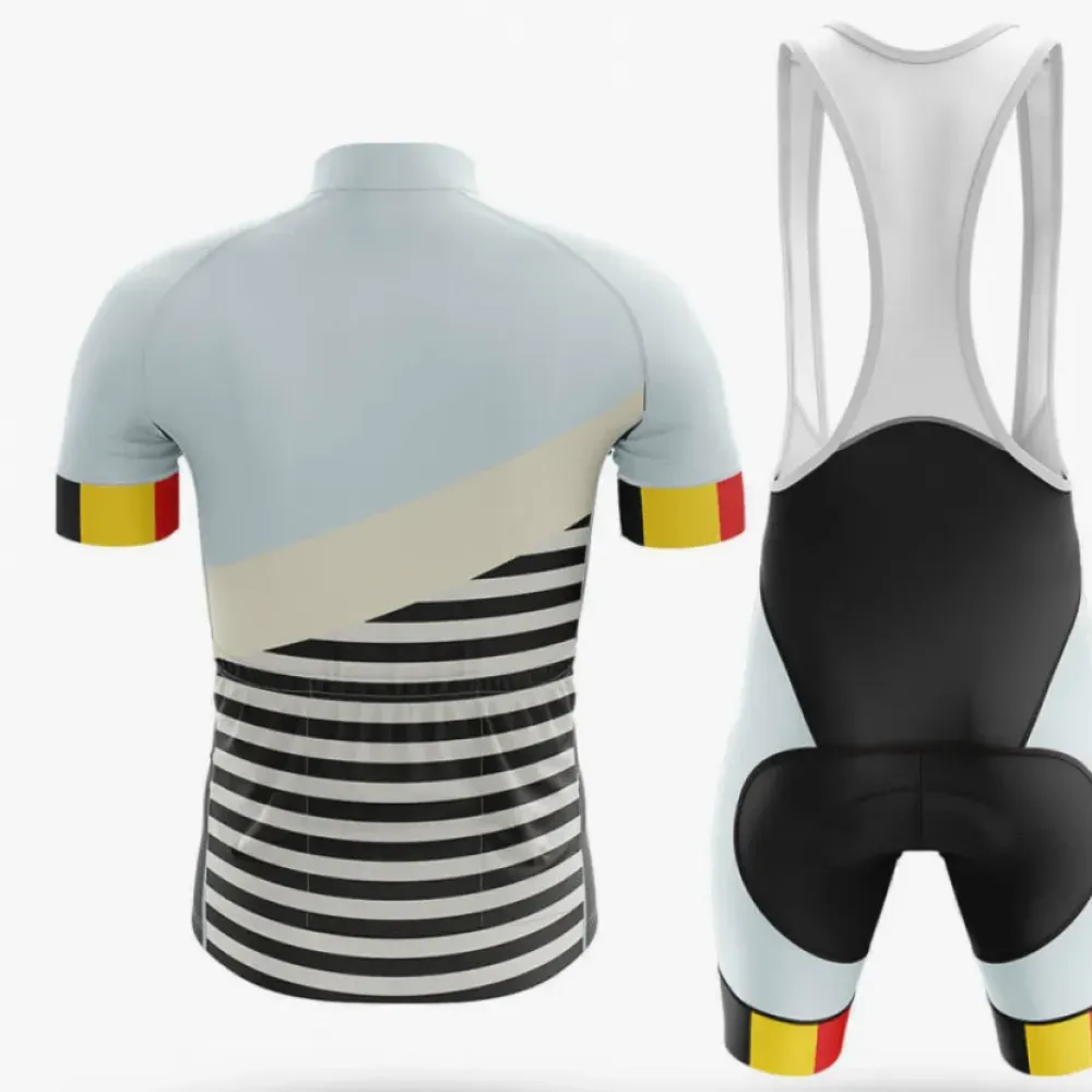Belgium S3 Cycling Jersey Striped White/Black/Grey