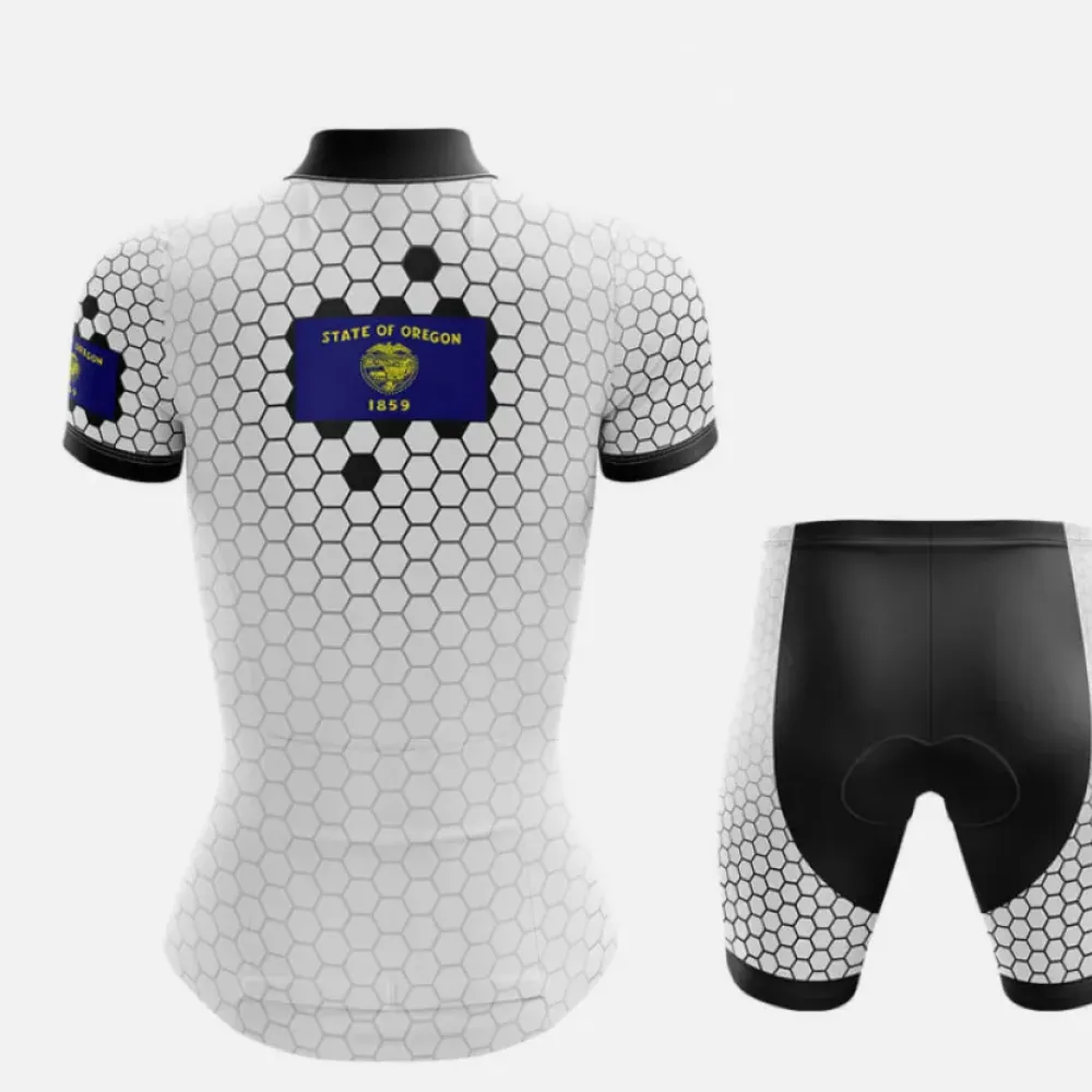 Oregon V7 Cycling Jersey White/Blue/Grey