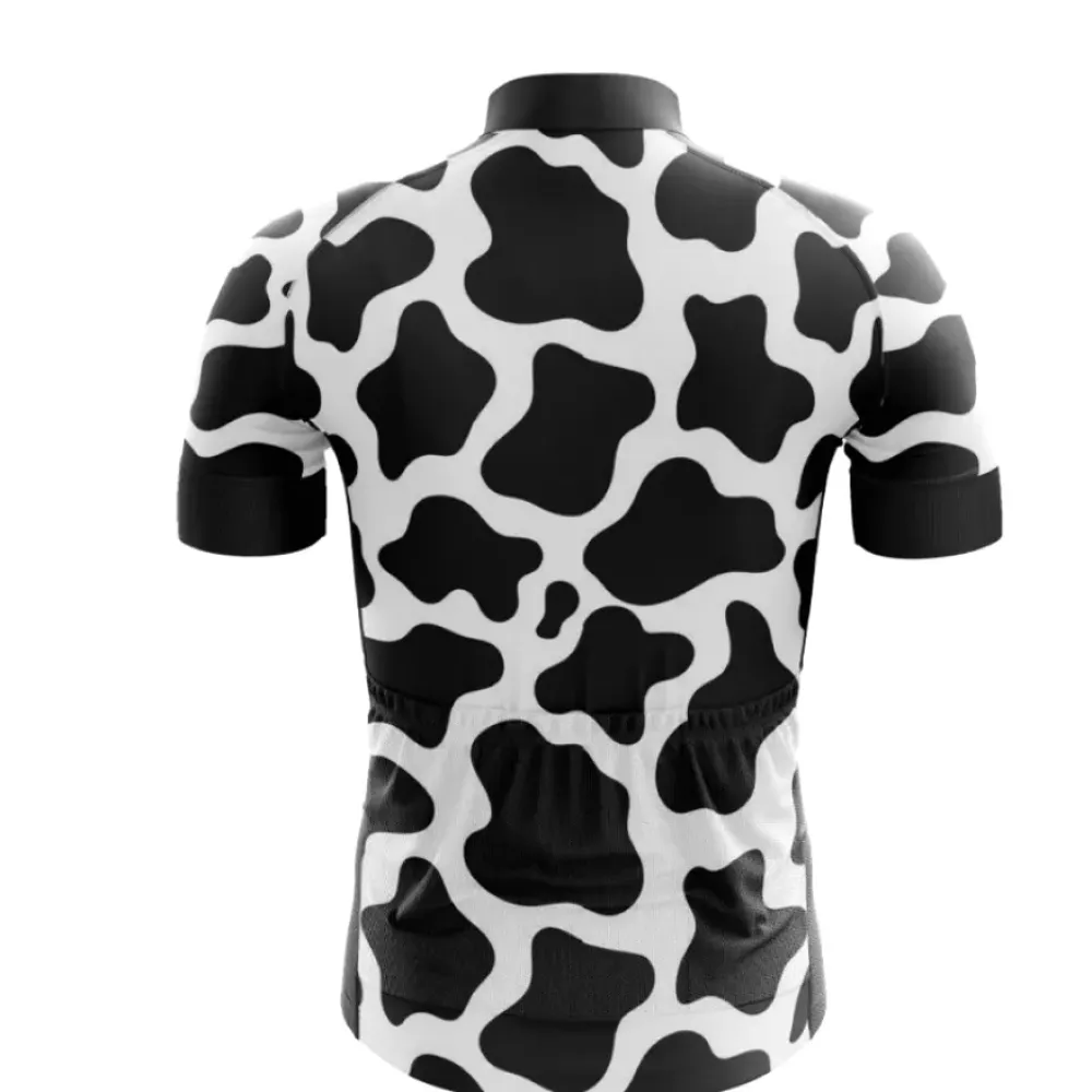 Cow Print Cycling Jersey Black/White/Gray