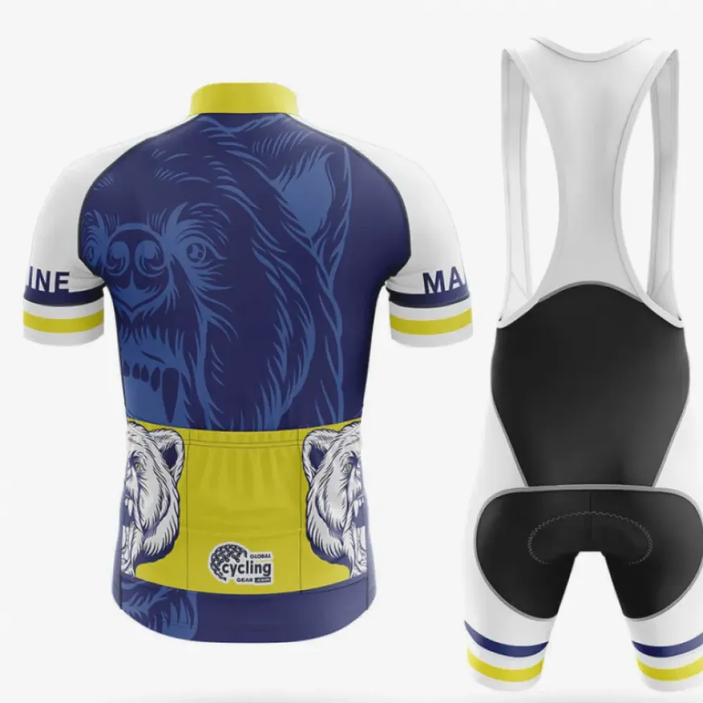 Maine Symbol Cycling Bibs White/Black/Yellow
