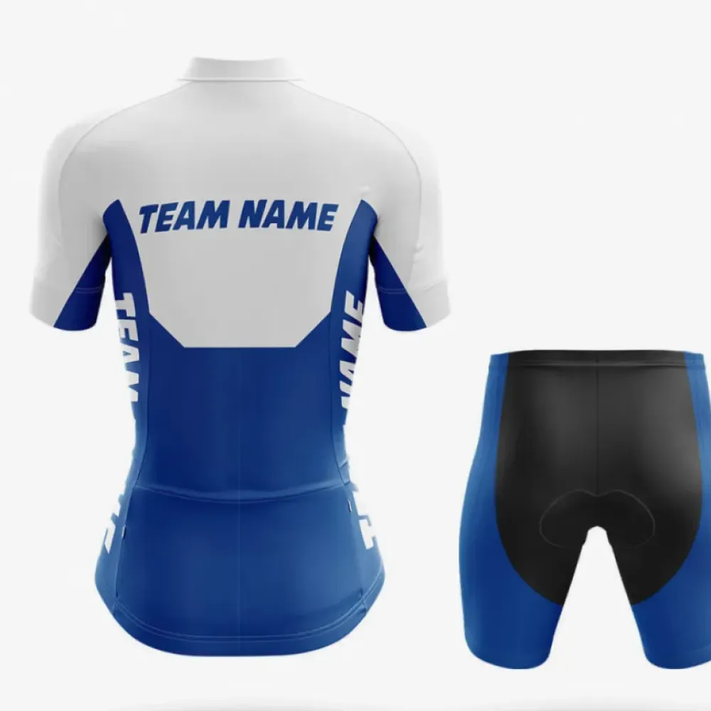 Custom Team Name M9 Women's Cycling Jersey White/Dark Blue/Gray