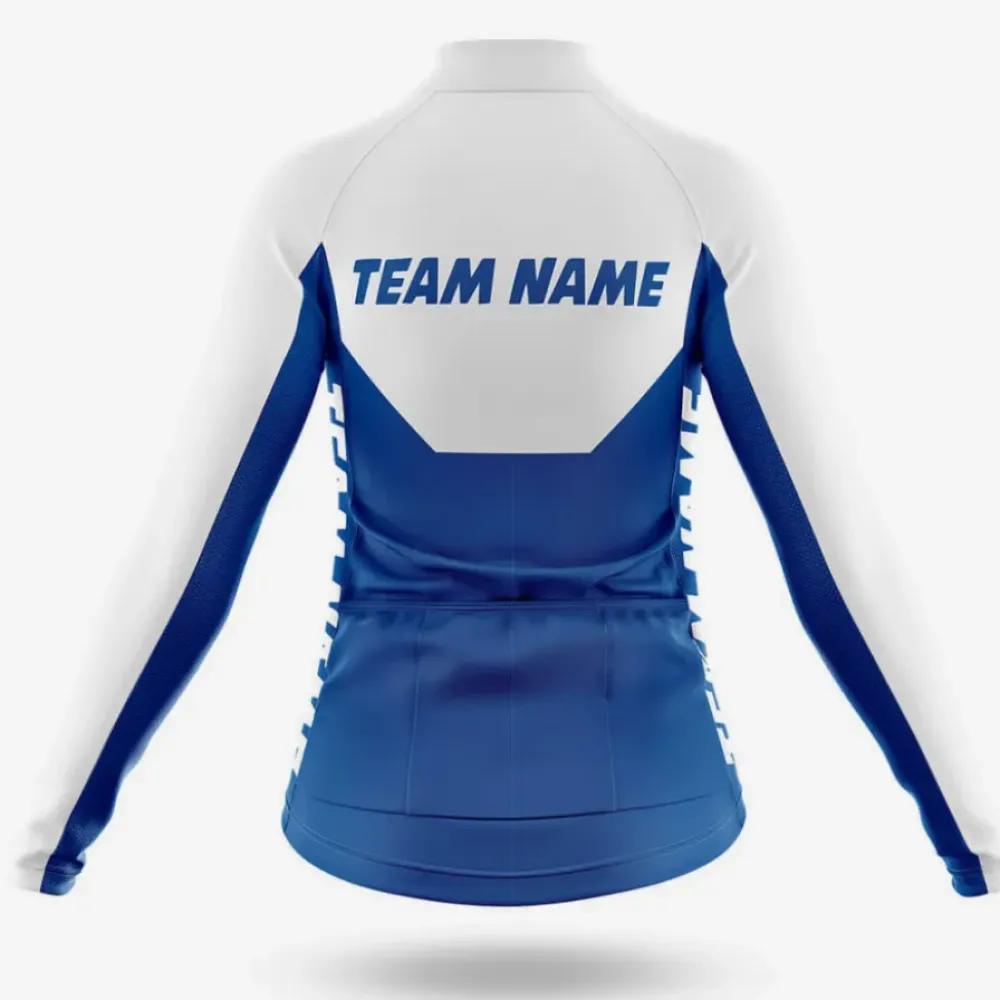 Custom Team Name M9 Women's Cycling Jersey White/Dark Blue/Gray
