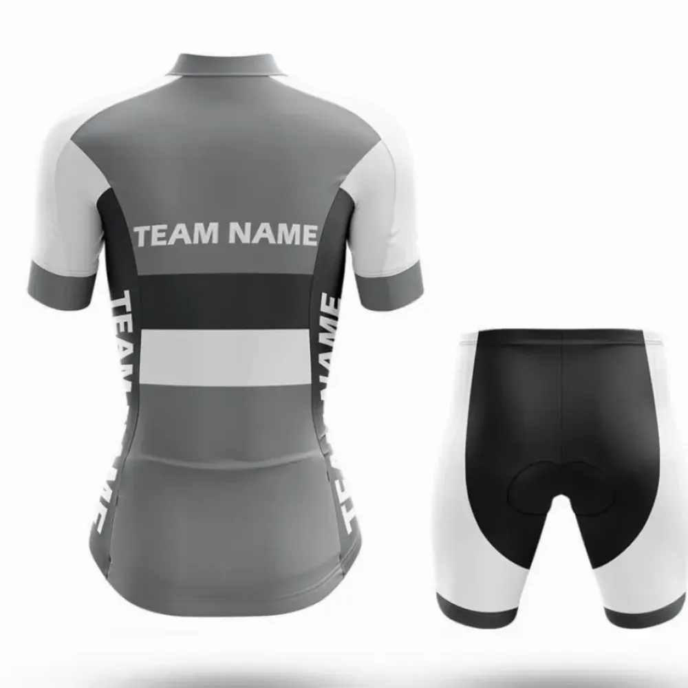 Custom Team Name M2 Grey/White/Black Women's Cycling Shorts