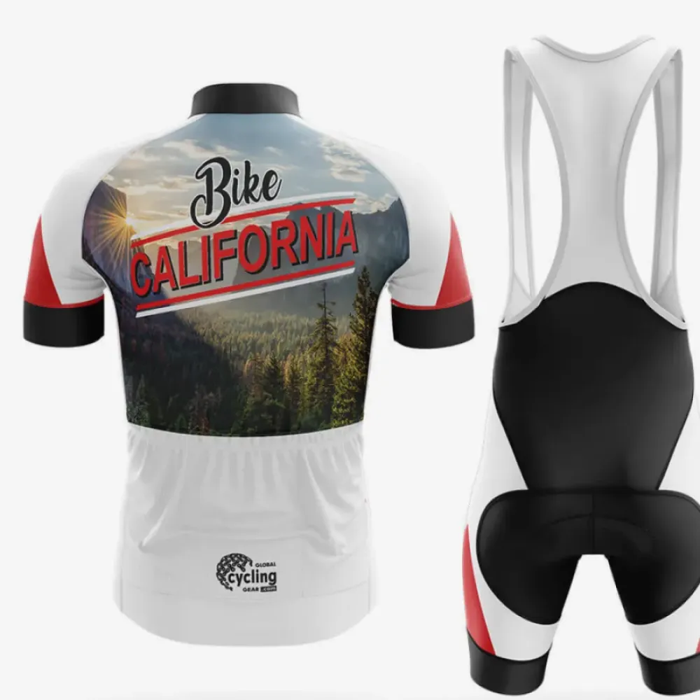 Bike California Cycling Jersey Beach Scene Red/White/Black