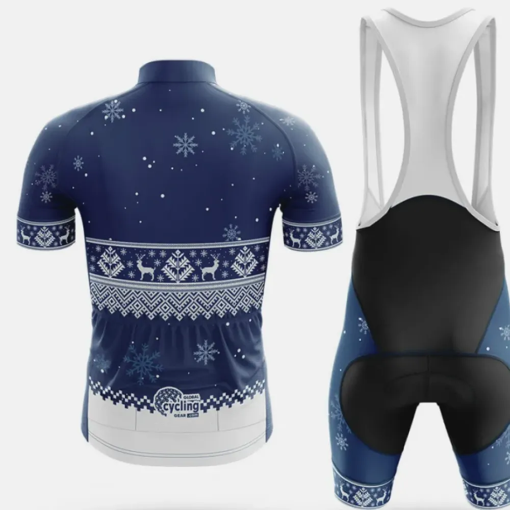 USA Xmas Cycling Jersey Navy/White/Snowflake