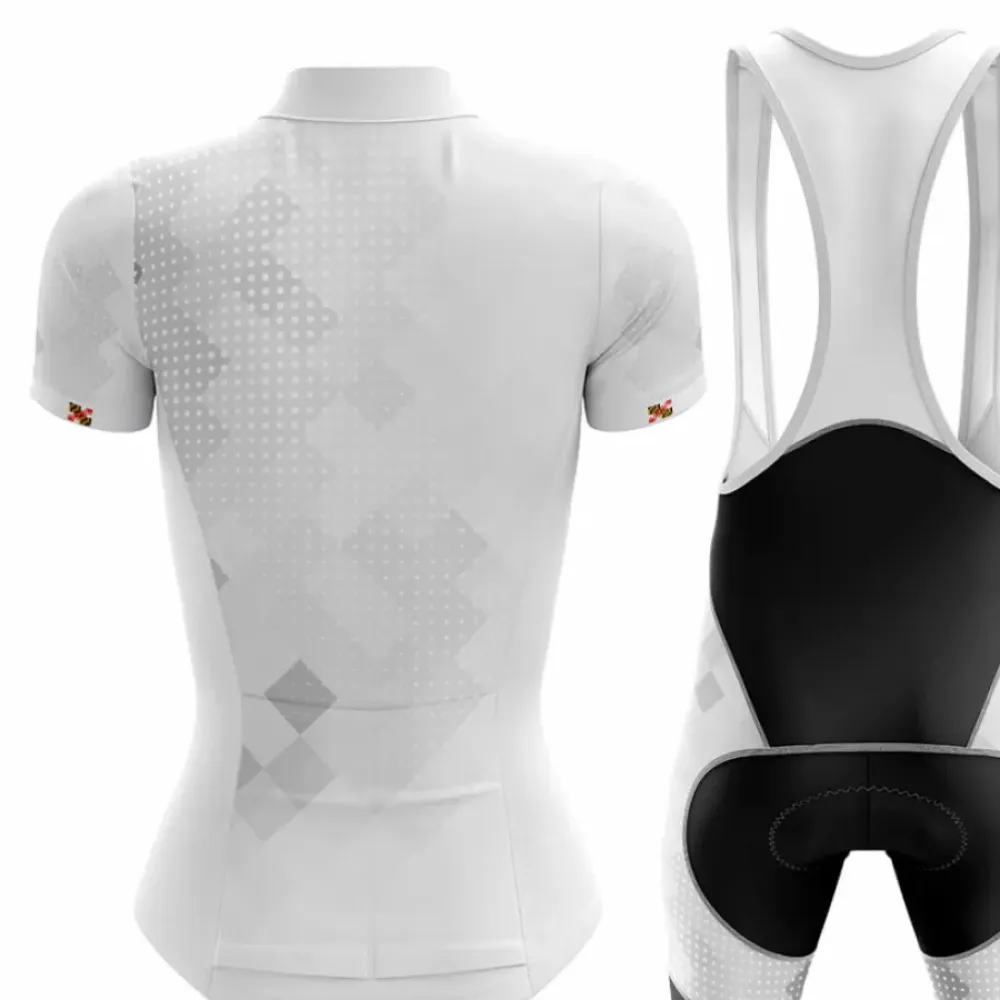 Maryland Women Cycling Kit Jersey   Bib Shorts White/Black/Grey