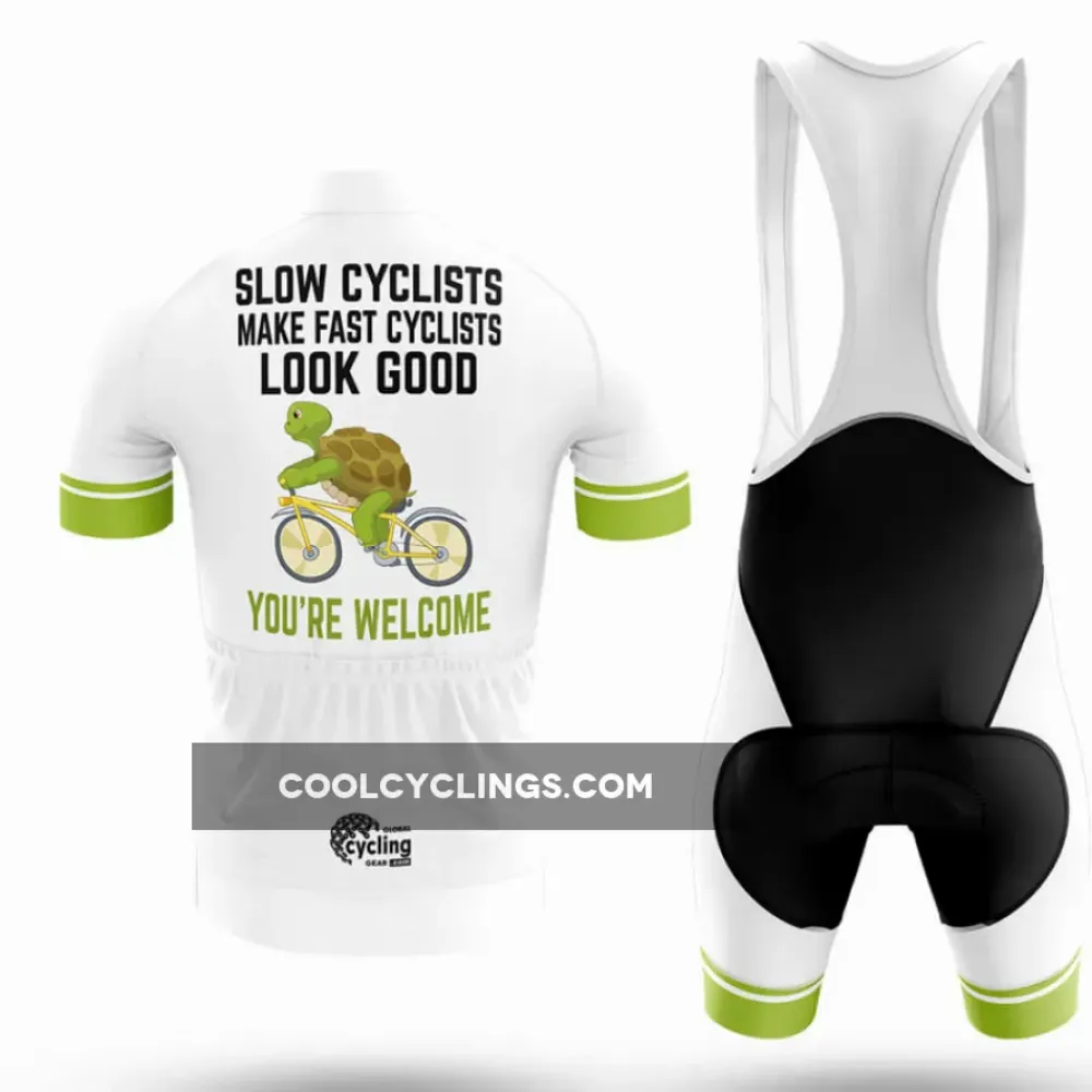 Slow Cyclist Long Sleeve Cycling Jersey White/Green/Yellow
