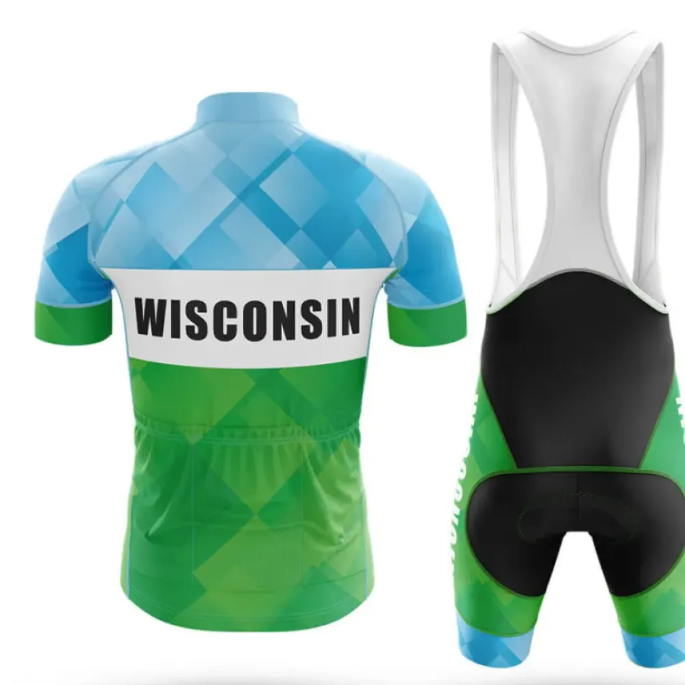 Wisconsin S3 Cycling Kit Full Set Green/Blue/White