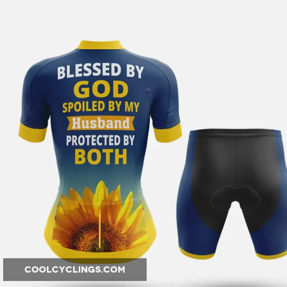 Women's Cycling Kit Blessed By God Navy/Yellow/Blue