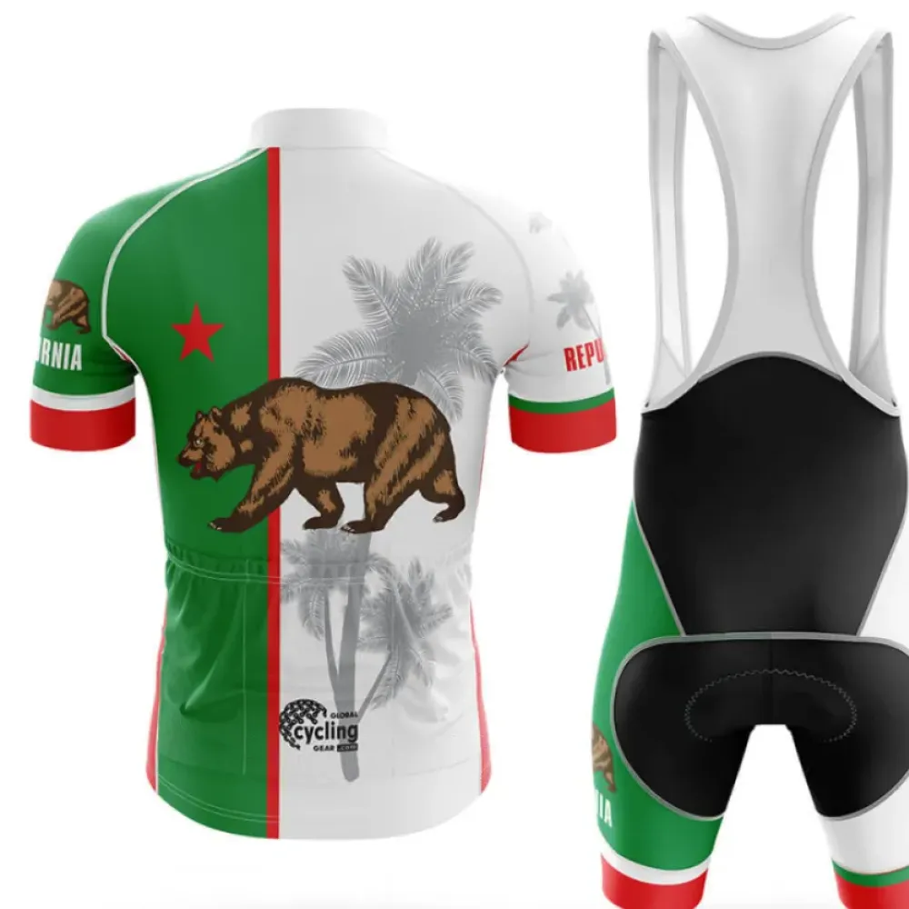 California Flag Cycling Bibs Feature Green/Red/White