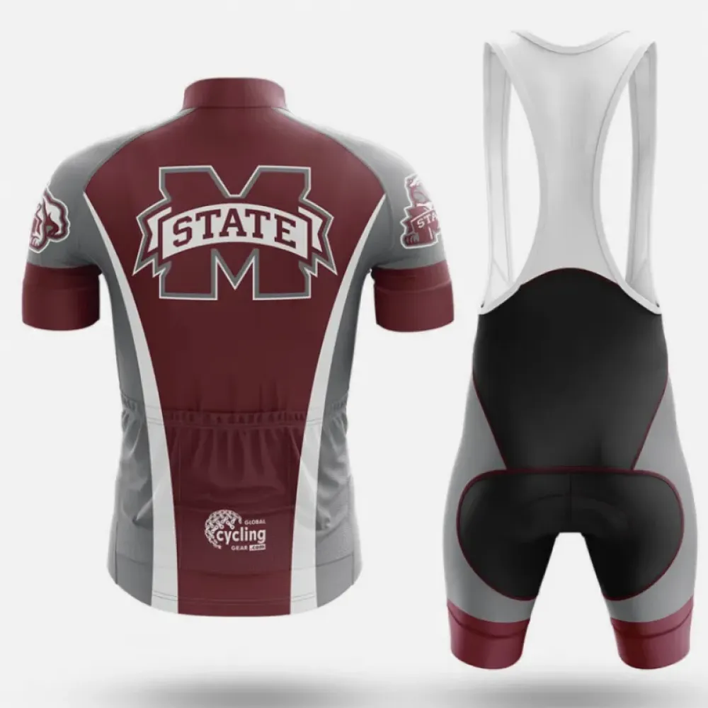 Mississippi State University Cycling Jersey Long Sleeve Maroon/Gray/White