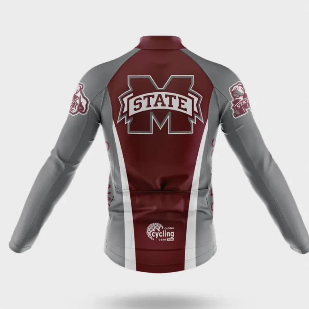Mississippi State University Cycling Jersey Long Sleeve Maroon/Gray/White