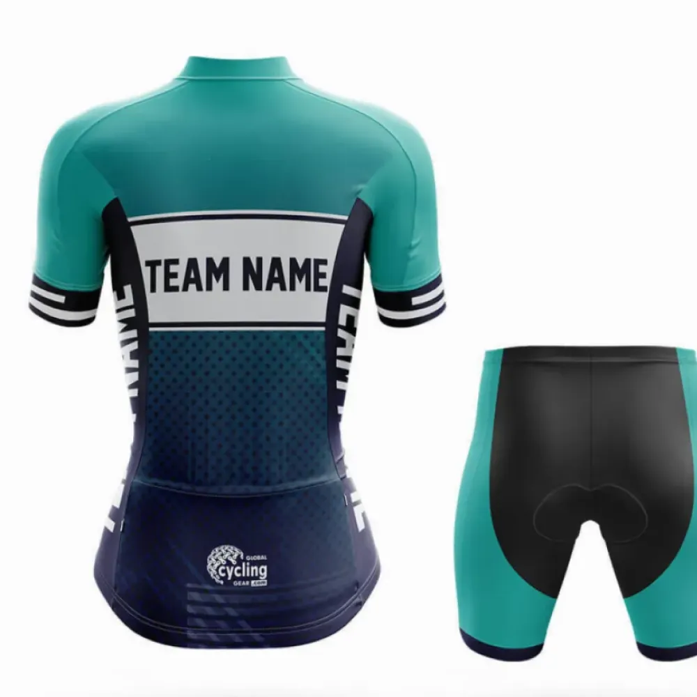 Custom Team Name S20 Long Sleeve Cycling Jersey Teal/White/Navy