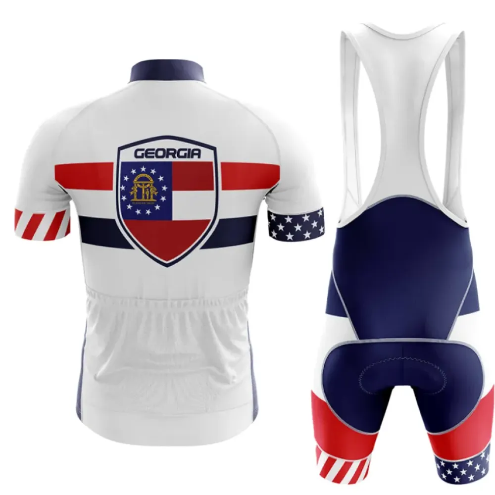Georgia V5 Cycling Kit Full Set White/Red/Navy