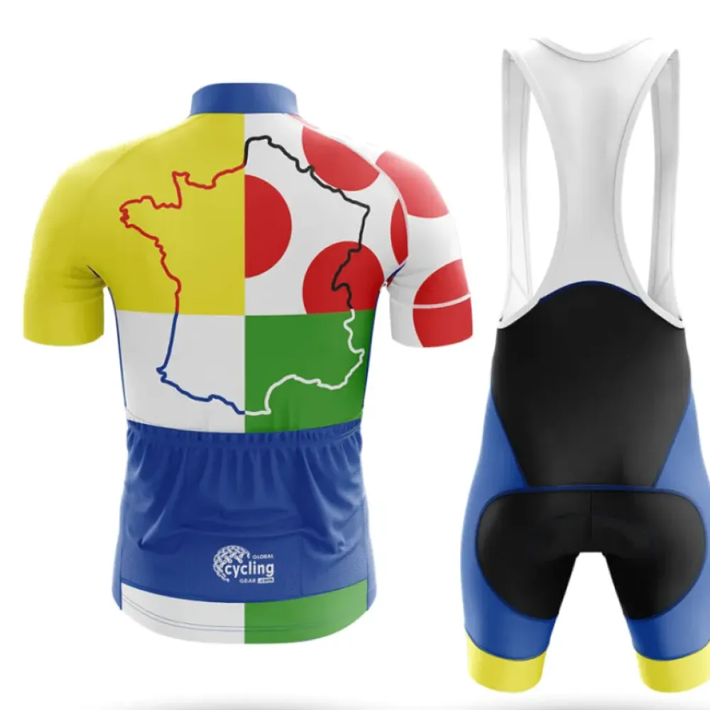 Cycling Tour Bibs Breathable Blue/White/Yellow