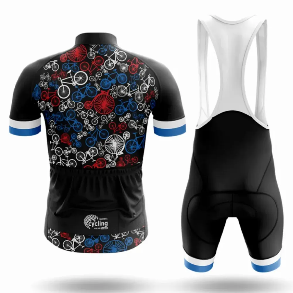 USA Bicycles Cycling Jersey Bike Map Black/Blue/Red