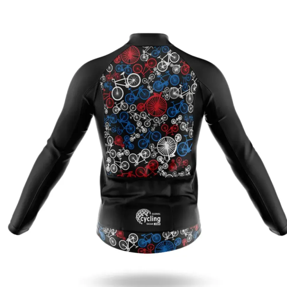 USA Bicycles Cycling Jersey Bike Map Black/Blue/Red