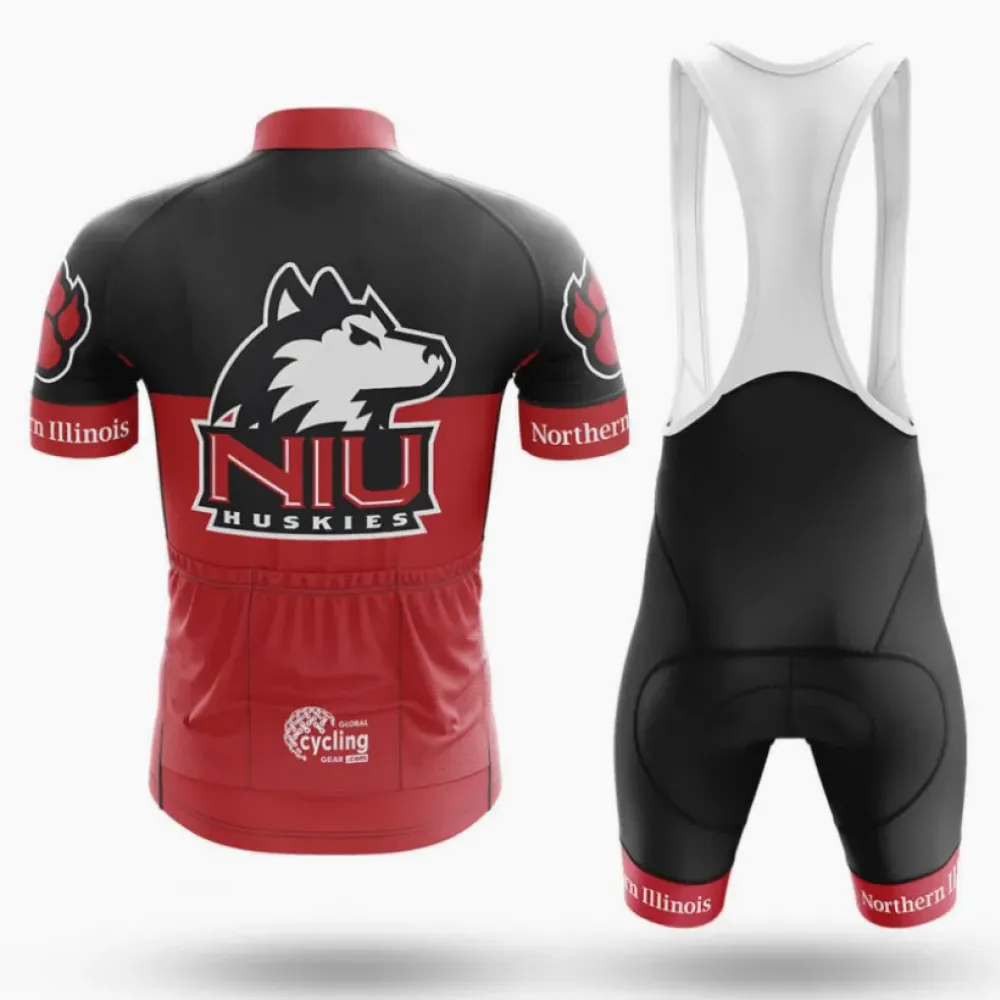 Northern Illinois Cycling Bibs Breathable Black/Red/White