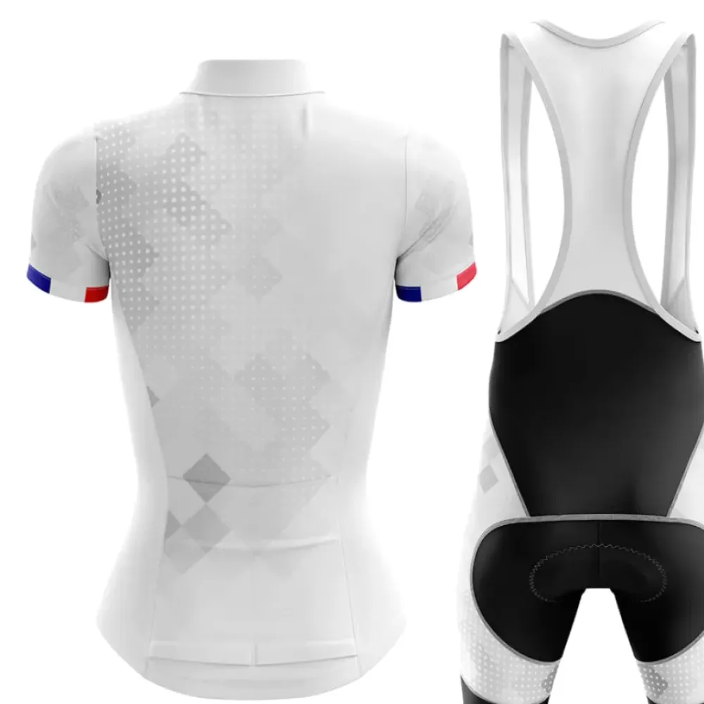 France Women Cycling Bibs White/Black/France Flag