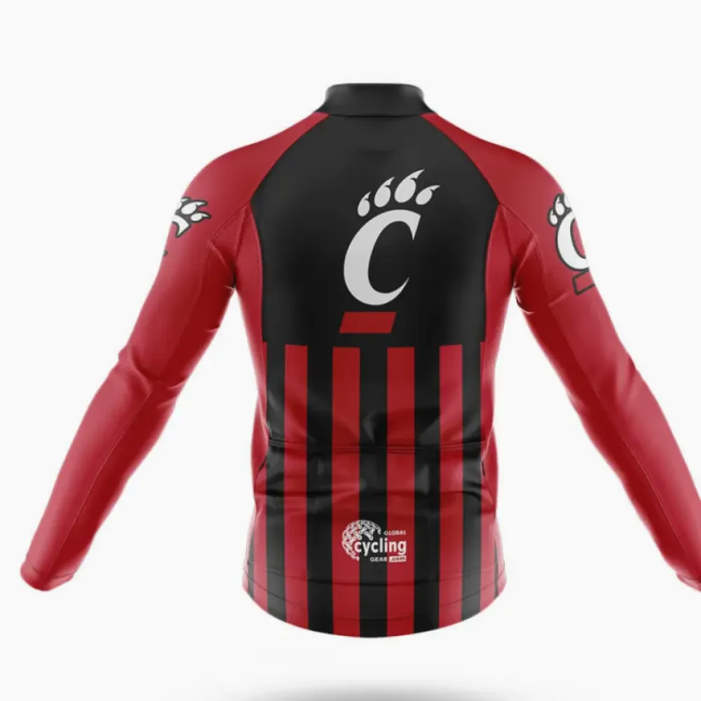 University of Cincinnati USA Long Sleeve Cycling Jersey Black/Red/White