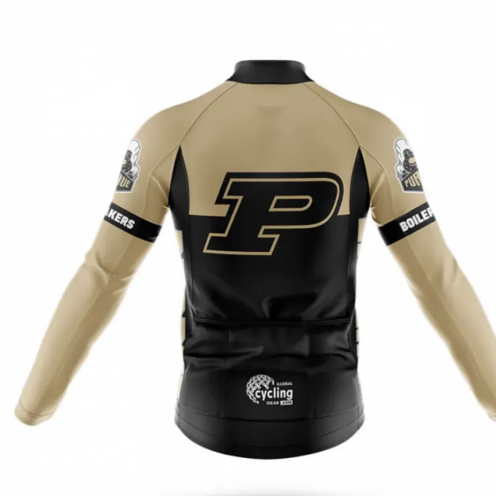 Purdue University Long Sleeve Cycling Jersey Ver.2 Feature Gold/Black/Silver