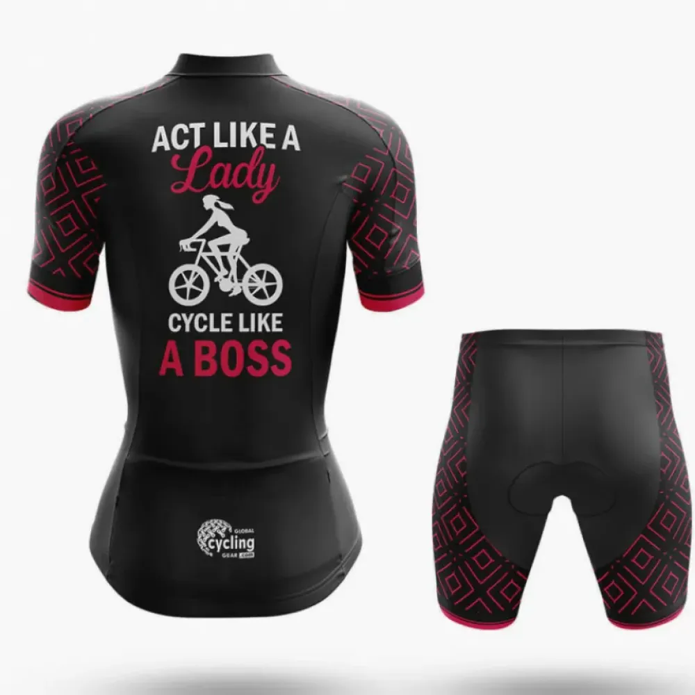 Cycling Shorts Geometric Pattern Black/Pink/Red