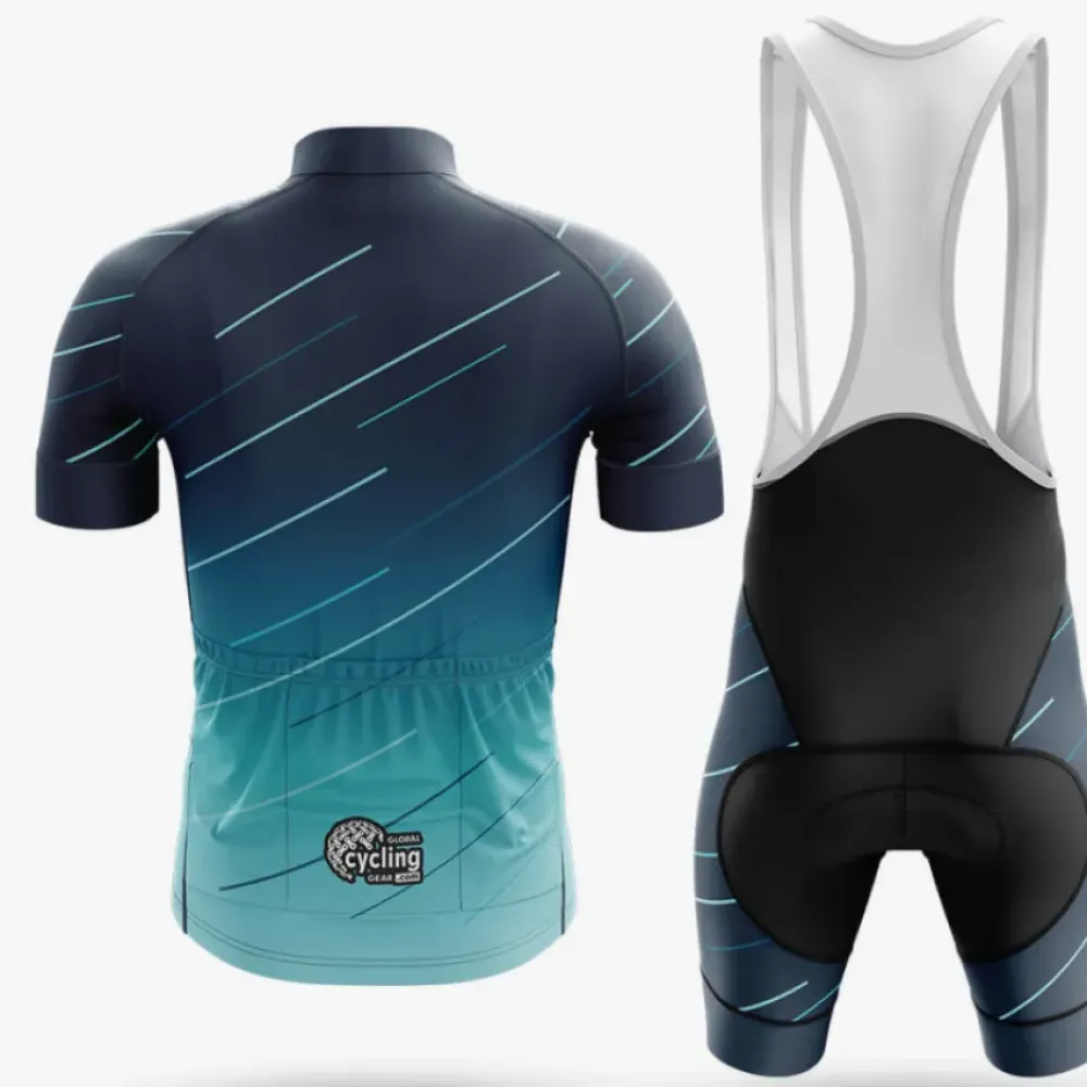 Gradient Cycling Jersey Dynamic Lines Teal/Black/Aqua