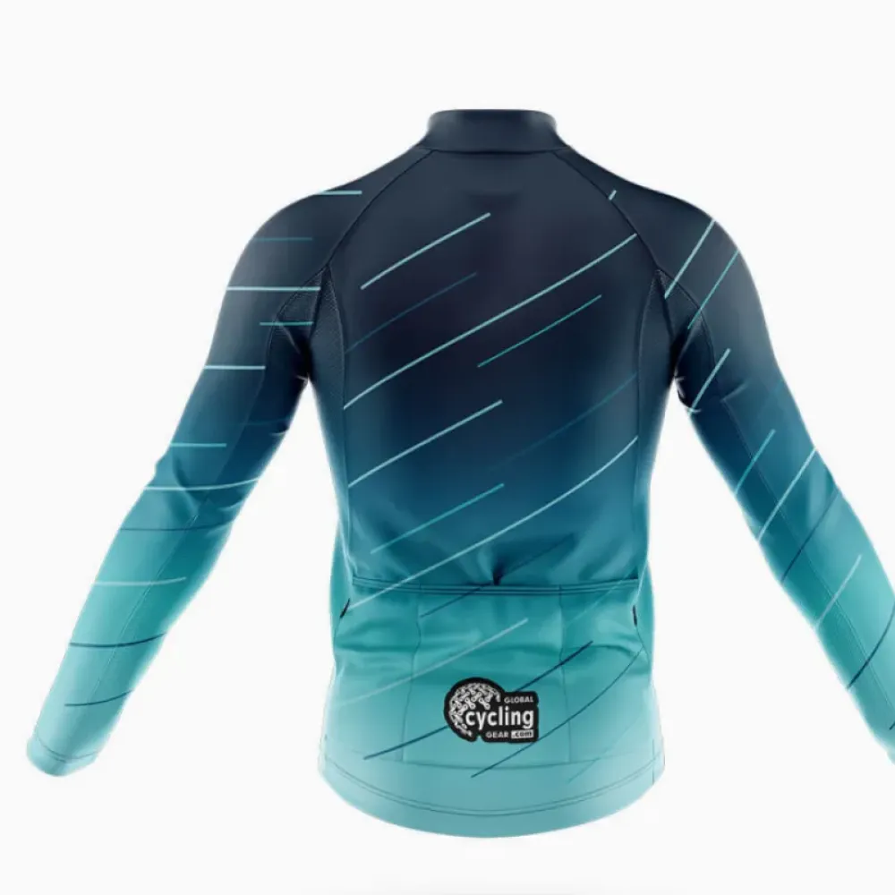 Gradient Cycling Jersey Dynamic Lines Teal/Black/Aqua
