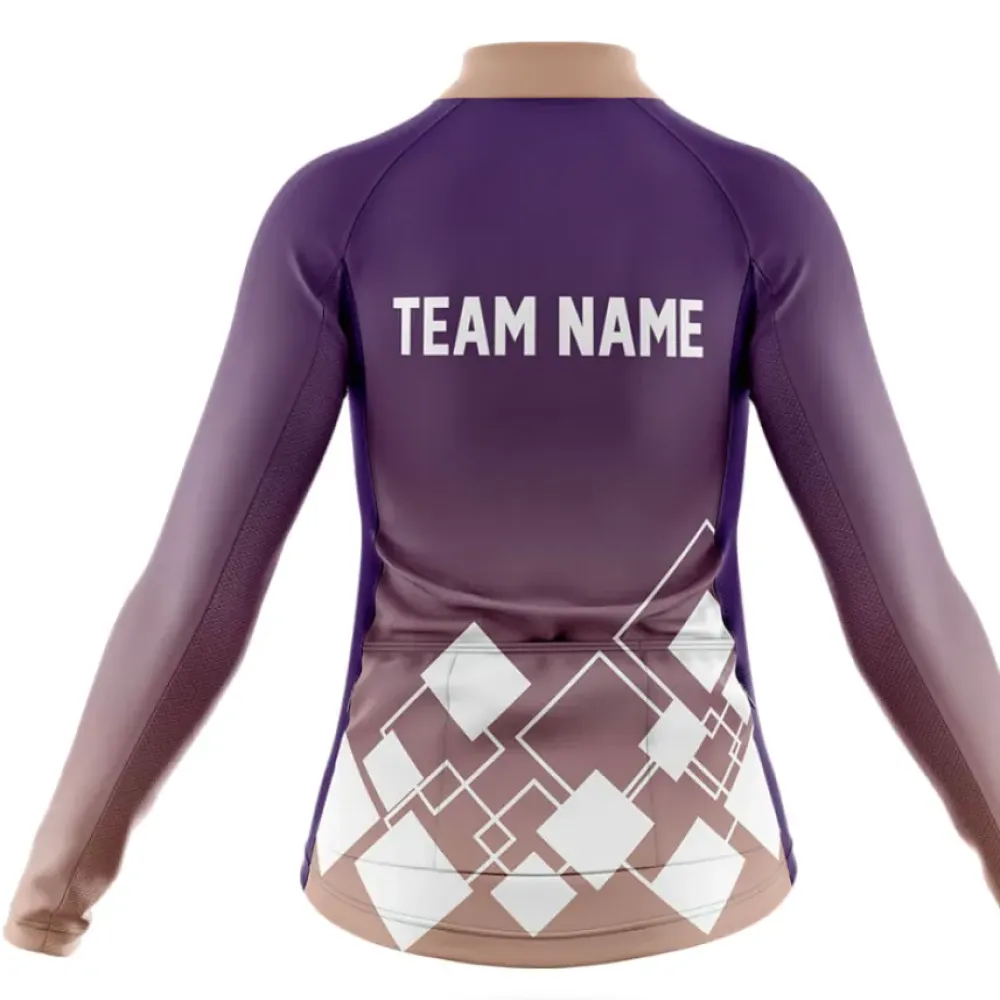 Women's Cycling Jersey Custom Team Name V19 Violet Violet/Brown/White