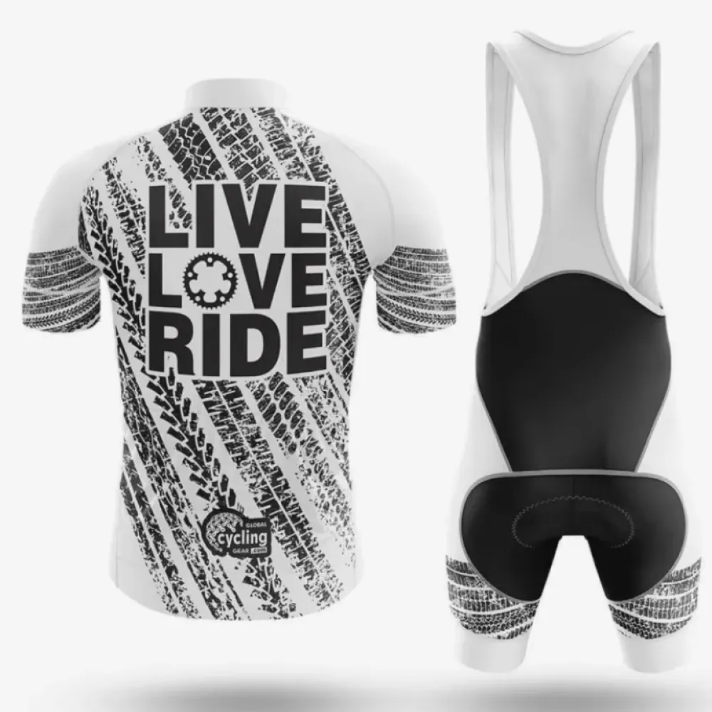 Live Love Ride Long Sleeve Cycling Jersey White/Black/Grey