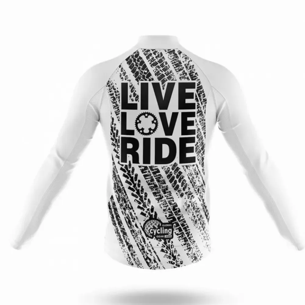 Live Love Ride Long Sleeve Cycling Jersey White/Black/Grey