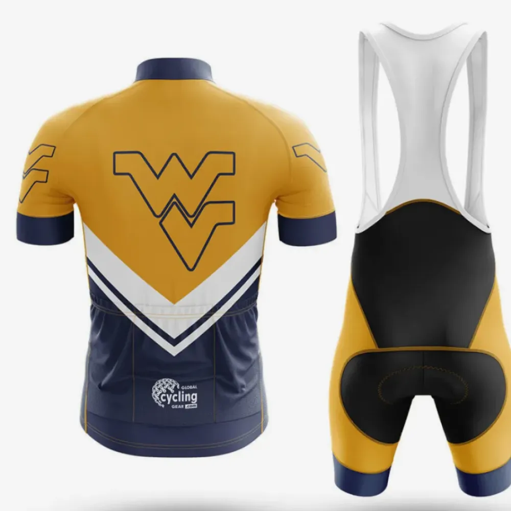 West Virginia University Cycling Jersey Ver.3 V Design Navy/Yellow/White
