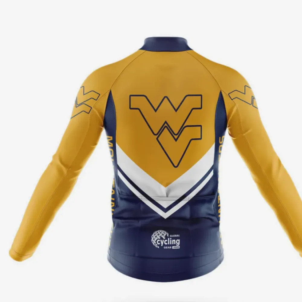 West Virginia University Cycling Jersey Ver.3 V Design Navy/Yellow/White