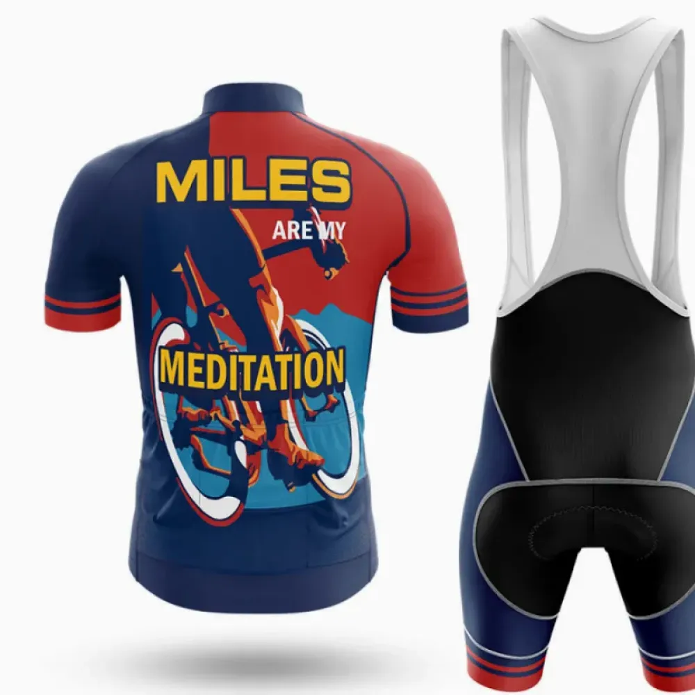 Miles Are My Meditation Cycling Jersey Navy/Red/Grey