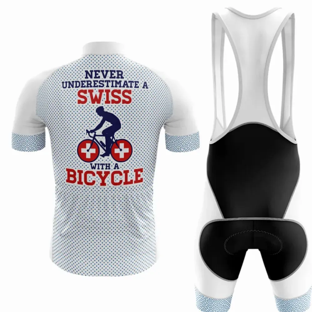 Swiss Men's Cycling Bibs White/Black/Grey