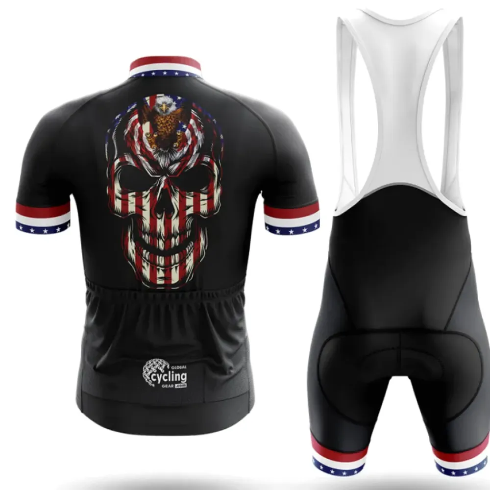 USA Flag Skull Cycling Kit American Pride Black/Red/White