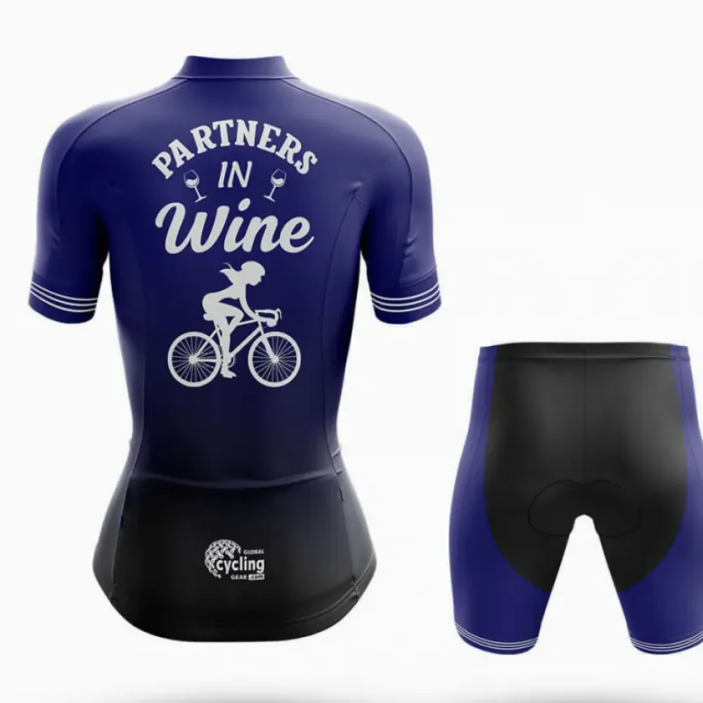 Partners In Wine Women Cycling Kit Blue/Black/White