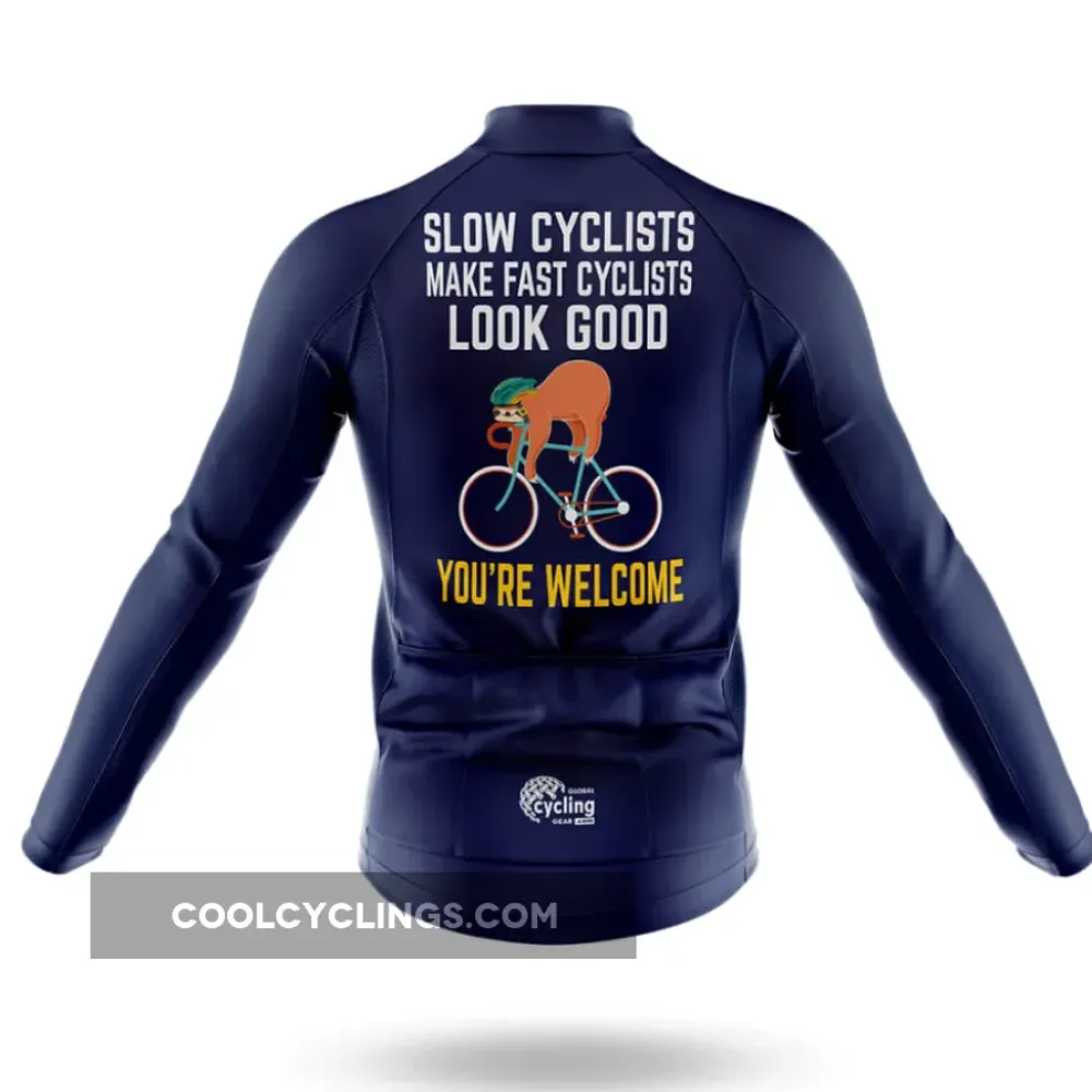 Slow Cyclist Long Sleeve Cycling Jersey Ver.3 Navy/Gold/Orange