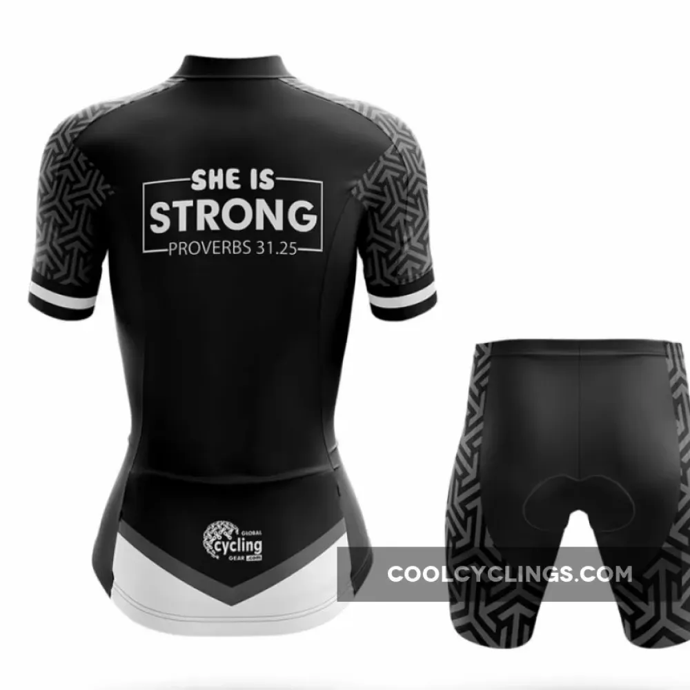 Cycling Jersey She Is Strong Black/White/Grey