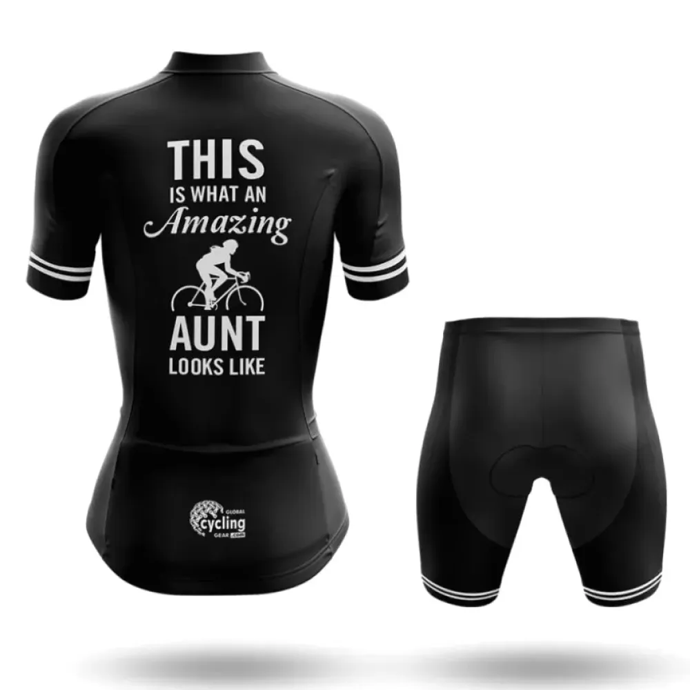 Amazing Aunt Women Long Sleeve Cycling Jersey Black/White/Grey