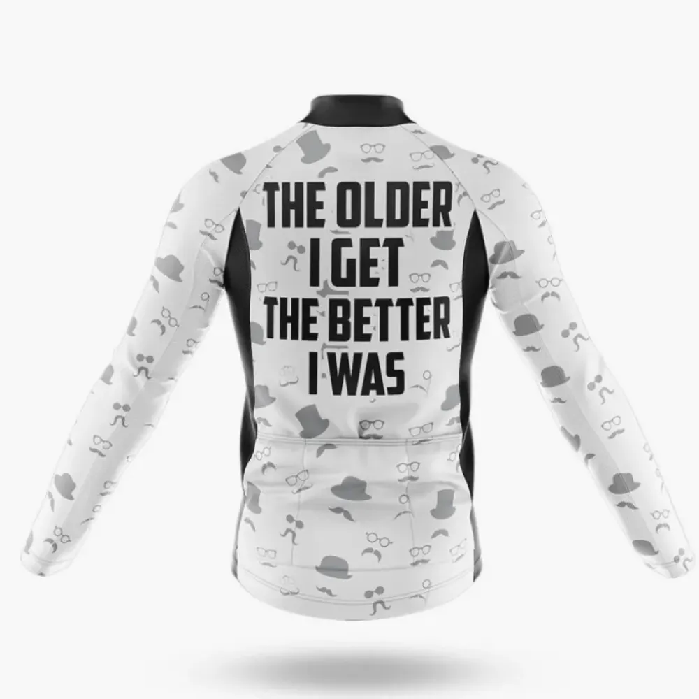 Subrosa The Older I Get Long Sleeve Cycling Jersey Mustache/Hat/Glasses White/Black/Silver